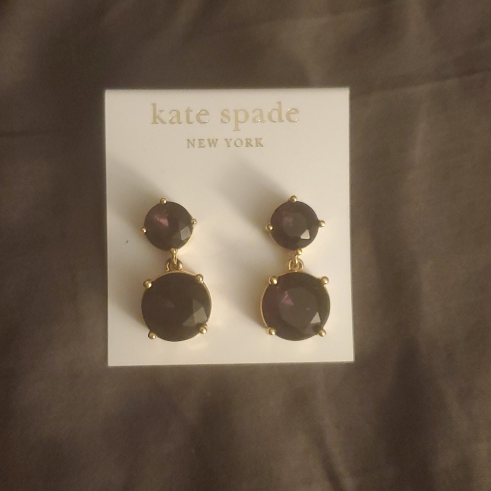 Kate Spade gold/dark purple earrings NWT